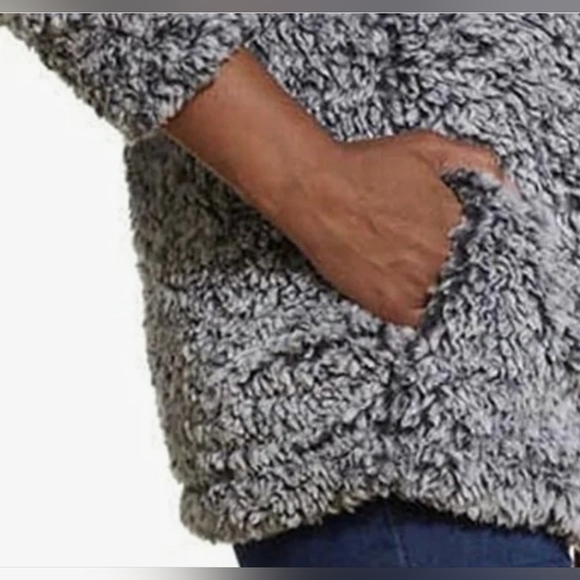 WEATHERPROOF Fleece Pullover with 1/4 Zip Neckline Cotton Gray Size M - Picture 9 of 15